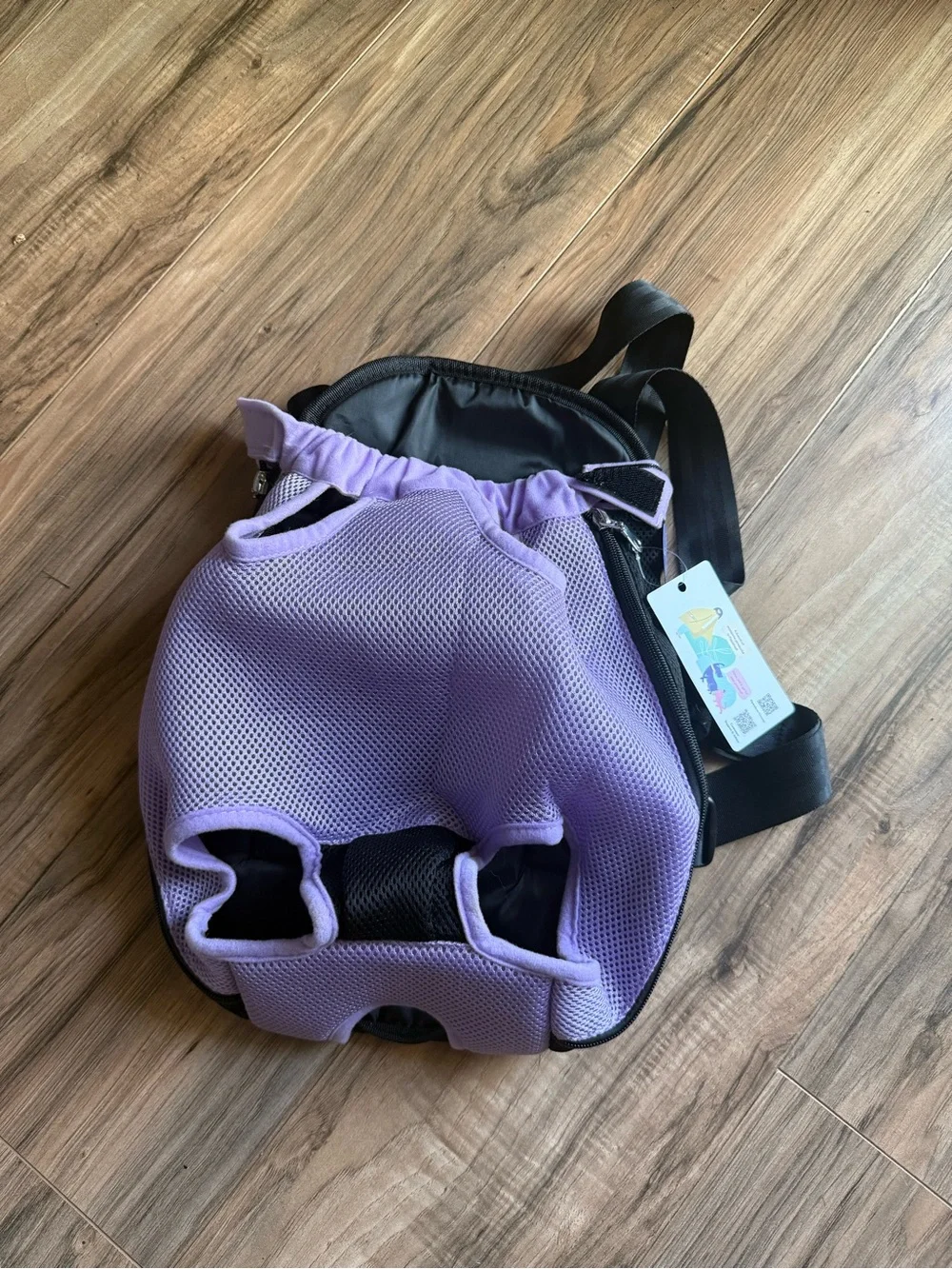 NWT Pawaboo Travel Pet Carrier Backpack Purple Mesh Front